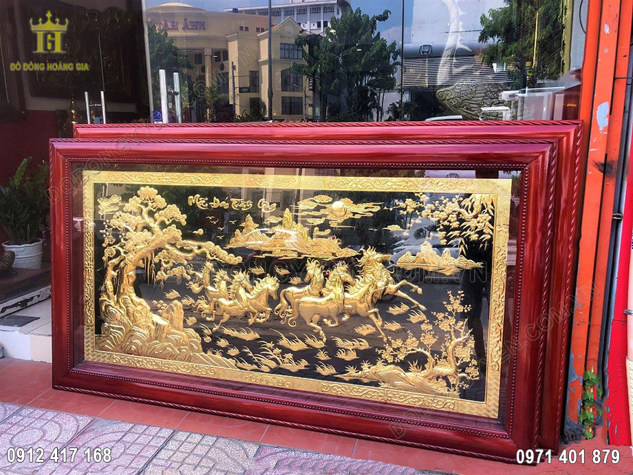 Tranh m&atilde; đ&aacute;o th&agrave;nh c&ocirc;ng bằng đồng mạ v&agrave;ng 24K
